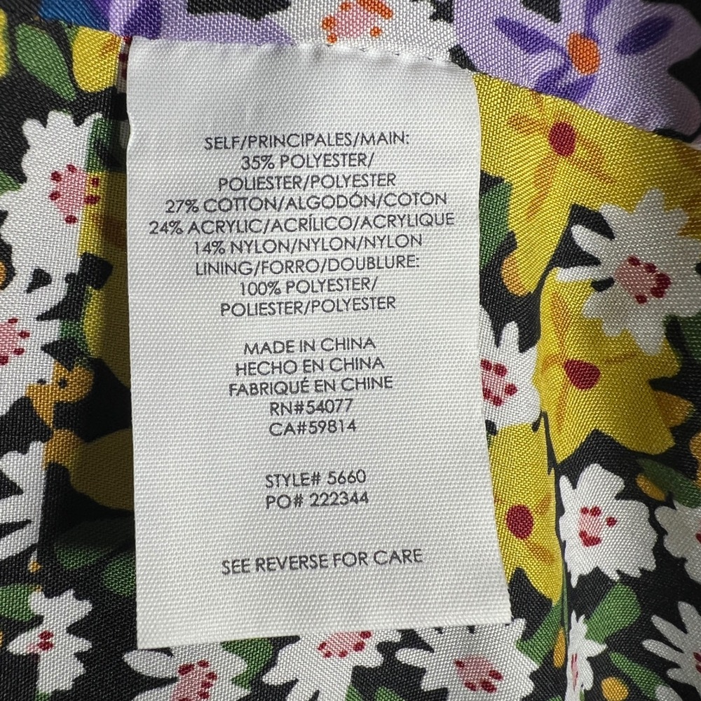 Cabi 5660 Headline Topper Coat in Navy Blue Tweed and Floral, Women's Size 4 - Picture 6 of 16